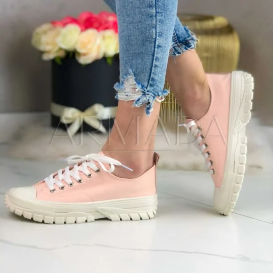 Розови дамски кецове Chuck с гумена подметка Код: 5033P 1616096289188498 wm scaled 1