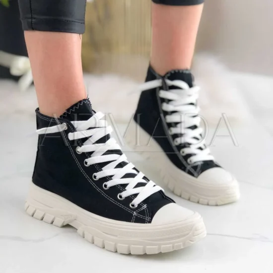 Черни дамски високи кецове Leone с гумена подметка Код: 5051B 1619338969139958 scaled 1