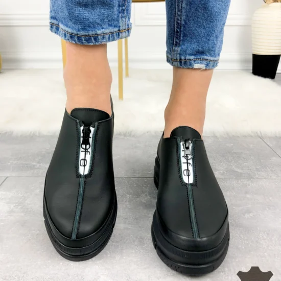 Alternative view of Обувки естествена кожа с ниска платформа Tenere | Exclusive Collection черни,матови 10043BL