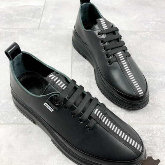 Alternative view of Спортни обувки естествена кожа Sahara черни, матови 10042BL