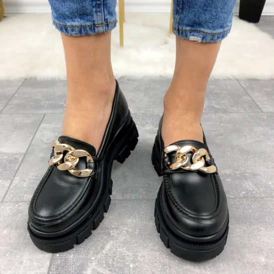 Дамски мокасини на платформа Sinai с верижка 10045BL /