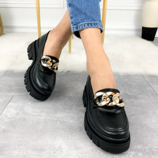 Alternative view of Дамски мокасини на платформа Sinai с верижка 10045BL