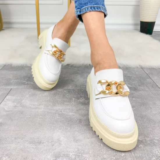 Alternative view of Бели мокасини с висока подметка