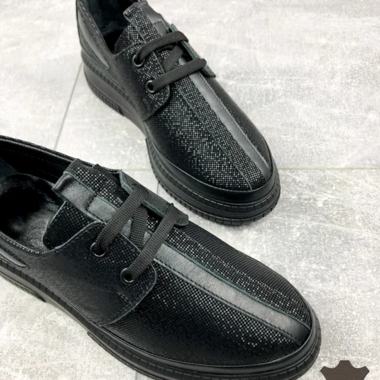 Frangia Обувки естествена кожа с блясък, черни /