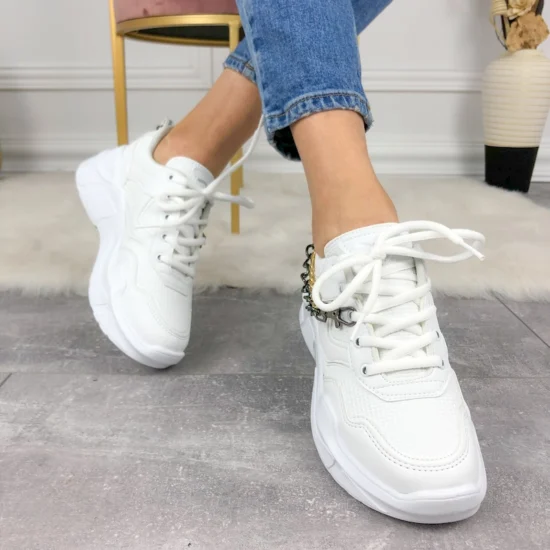 Alternative view of Дамски бели маратонки с верижка Eritrea 10039WH