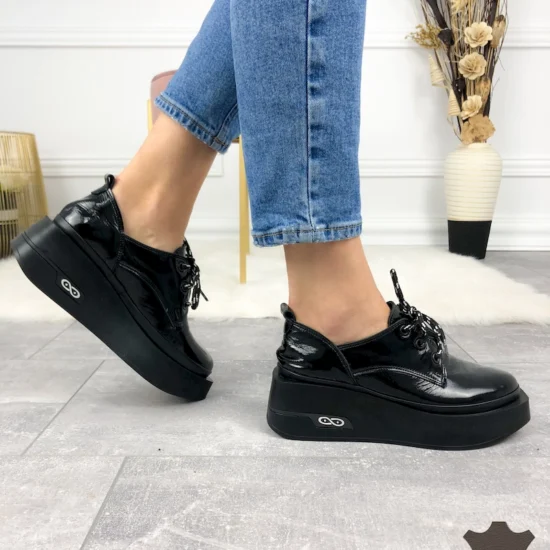 Alternative view of Лачени обувки естествена кожа Danakil | Exclusive Collection спортно-елегантни, черни 10038BL