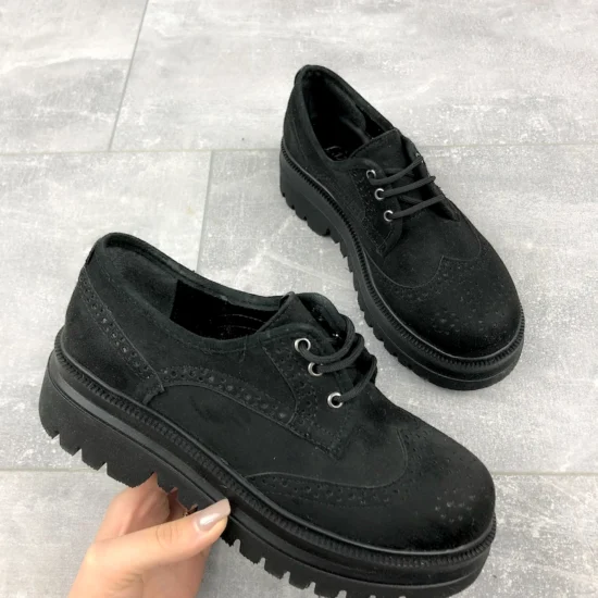 Ежедневни велурени обувки с връзки Eurasia 10046BL /