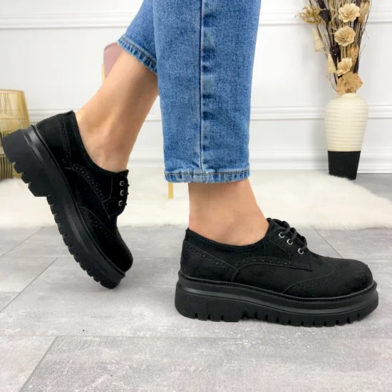 Ежедневни велурени обувки с връзки Eurasia 10046BL /