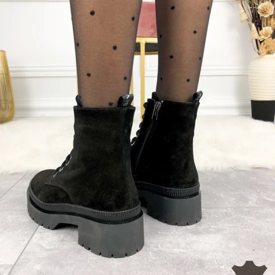 Alternative view of Черни боти естествен велур Huana | Exclusive Collection 10058BL