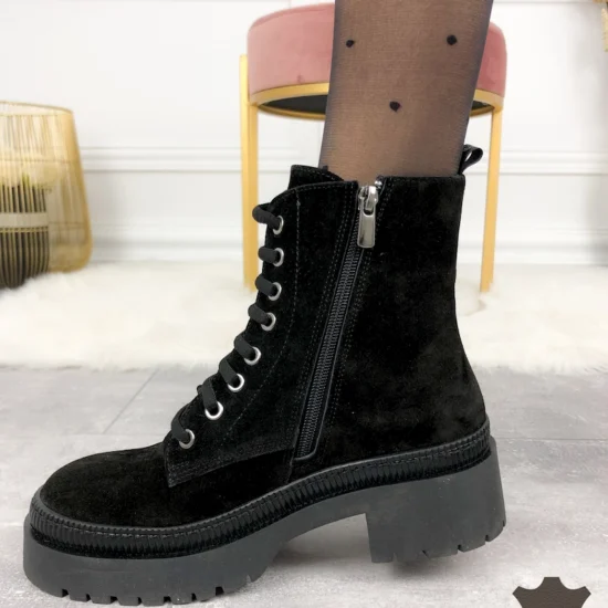 Черни боти естествен велур Huana | Exclusive Collection 10058BL /