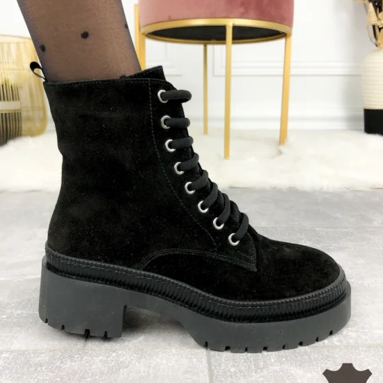 Черни боти естествен велур Huana | Exclusive Collection 10058BL /