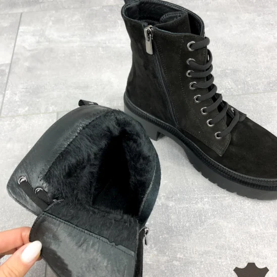 Черни боти естествен велур Huana | Exclusive Collection 10058BL /