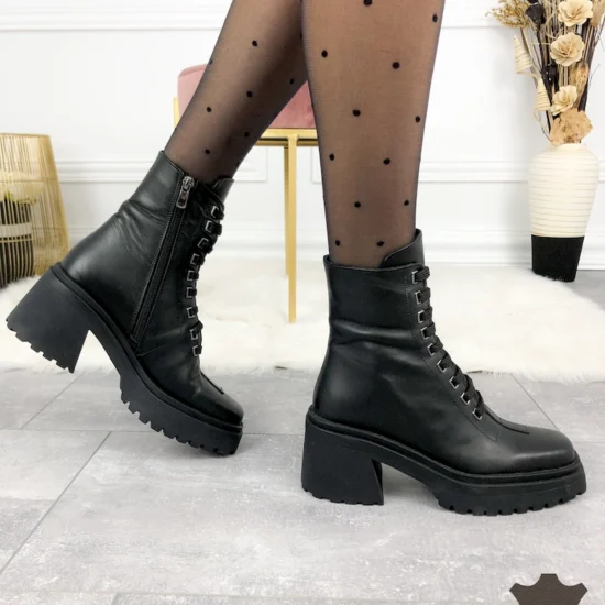 Черни боти естествена кожа Nora | Exclusive Collection 10059BL /