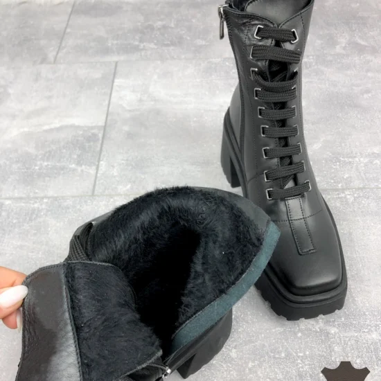 Черни боти естествена кожа Nora | Exclusive Collection 10059BL /