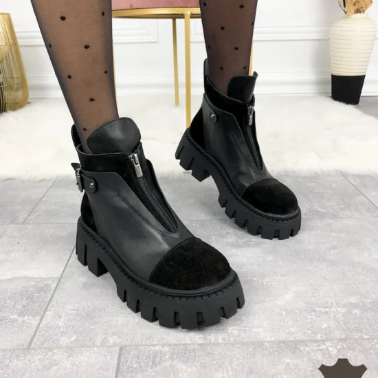 Черни боти естествена кожа Monegro | Exclusive Collection 10057BL /