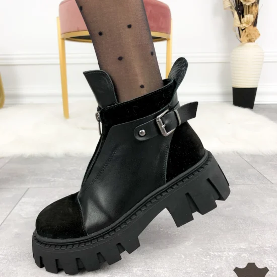 Черни боти естествена кожа Monegro | Exclusive Collection 10057BL /