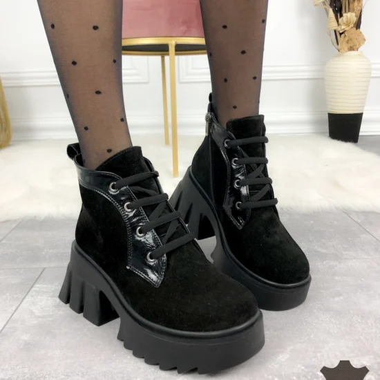 Черни боти естествен велур Takala | Exclusive Collection 10056BL /