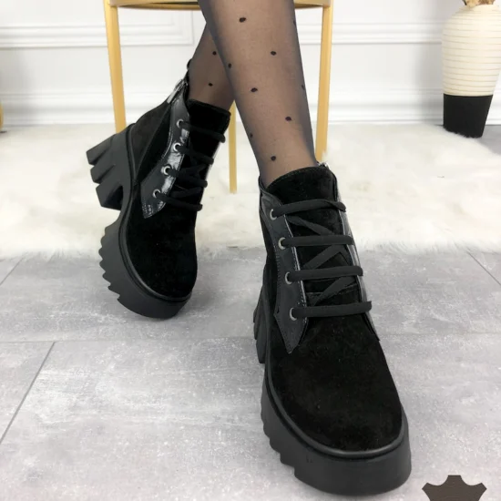 Черни боти естествен велур Takala | Exclusive Collection 10056BL /