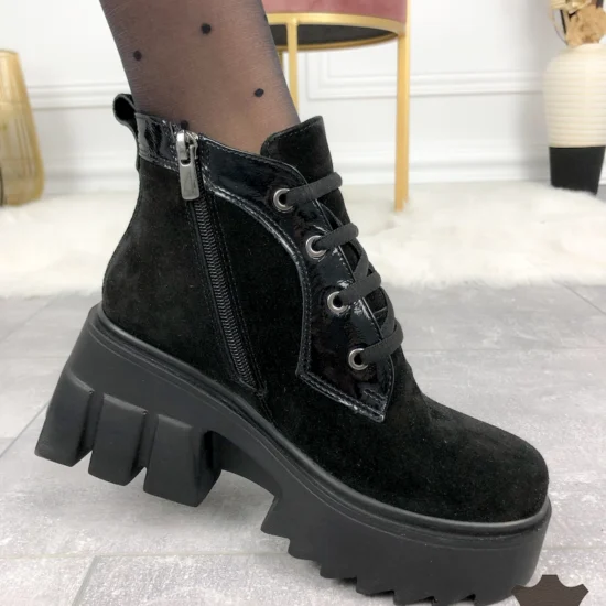 Alternative view of Черни боти естествен велур Takala | Exclusive Collection 10056BL