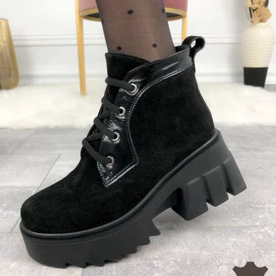 Черни боти естествен велур Takala | Exclusive Collection 10056BL /