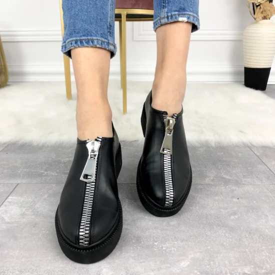 Dahana BL Черни ежедневни обувки от еко кожа с цип /