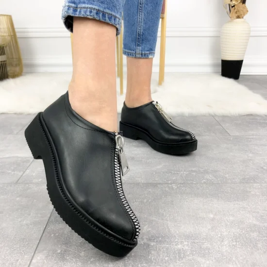 Dahana BL Черни ежедневни обувки от еко кожа с цип /