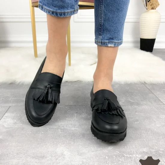 Дамски мокасини естествена кожа Ramala с лека подметка 10050BL /