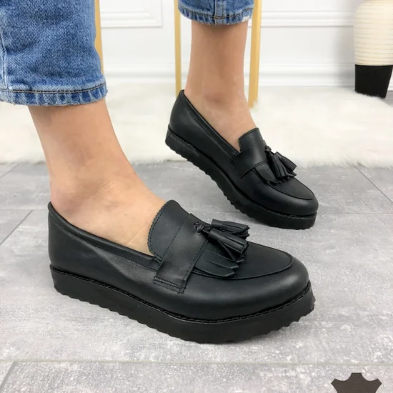 Дамски мокасини естествена кожа Ramala с лека подметка 10050BL /