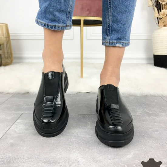 Черни обувки естествена кожа Bardena | Exclusive Collection с ниска платформа 10055BL /