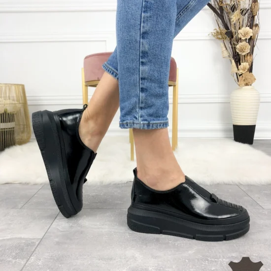 Черни обувки естествена кожа Bardena | Exclusive Collection с ниска платформа 10055BL /