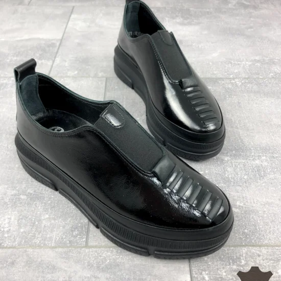 Черни обувки естествена кожа Bardena | Exclusive Collection с ниска платформа 10055BL /