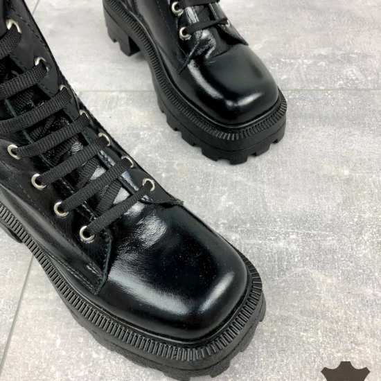 Черни боти естествена кожа Sandy | Exclusive Collection 10061BL /