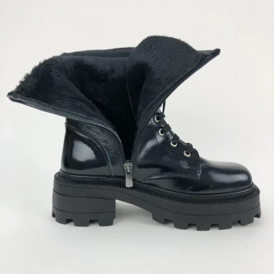 Черни боти естествена кожа Sandy | Exclusive Collection 10061BL /