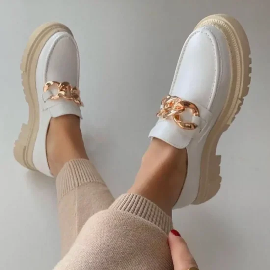 Ramlat WH Бели мокасини с висока подметка /