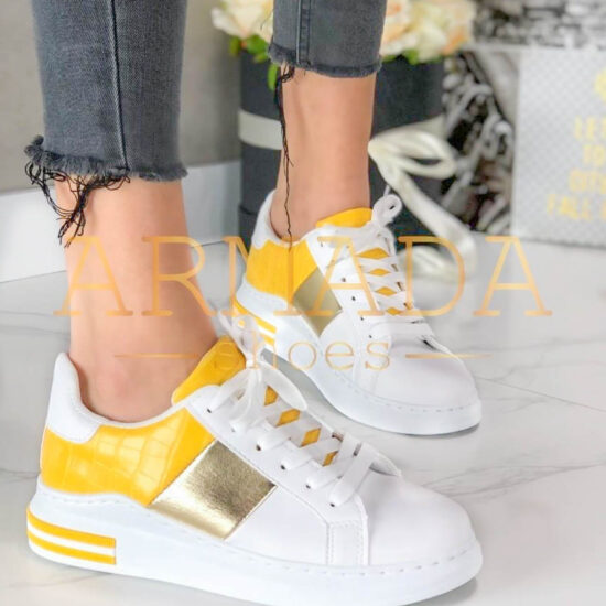 Alternative view of Класически дамски кецове Frans 3129Y в бяло и жълто