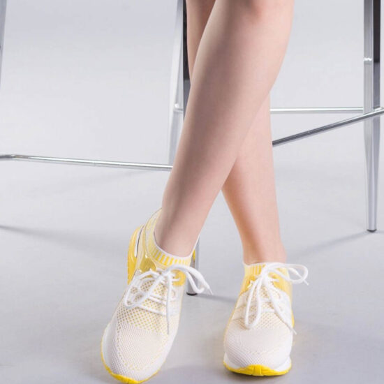 Дамски плетени маратонки тип чорап Margot 3114Y в жълто /