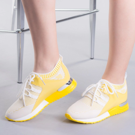 Дамски плетени маратонки тип чорап Margot 3114Y в жълто /