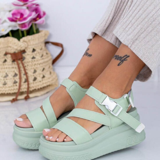 Nikkos MT Дамски сандали на платформа в цвят мента /