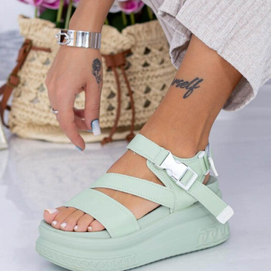 Nikkos MT Дамски сандали на платформа в цвят мента /