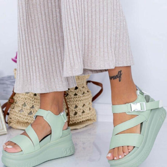 Alternative view of Дамски сандали на платформа в цвят мента