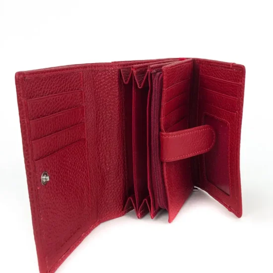 Червено портмоне естествена кожа Addax 30001RD /