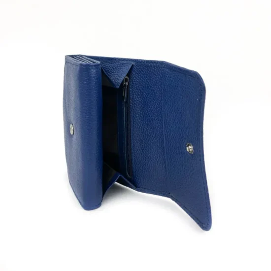 Синьо портмоне естествена кожа с много отделения Sirius 30011LU /