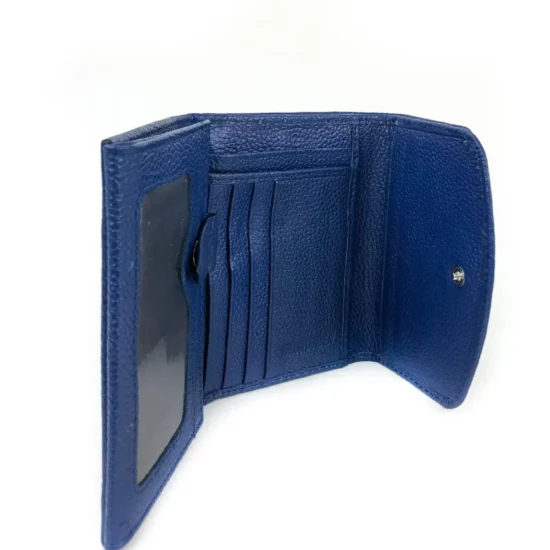 Синьо портмоне естествена кожа с много отделения Sirius 30011LU /