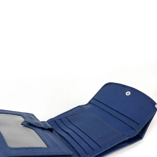 Синьо портмоне естествена кожа с много отделения Sirius 30011LU /