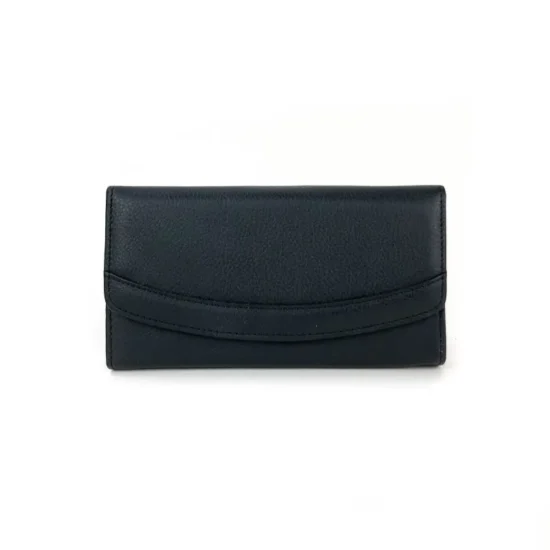 Черен портфейл естествена кожа Alpha 30012BL /