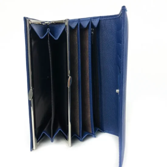 Голям дамски портфейл естествена кожа Eridanа в син цвят 30016LU /