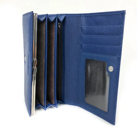 Голям дамски портфейл естествена кожа Eridanа в син цвят 30016LU /