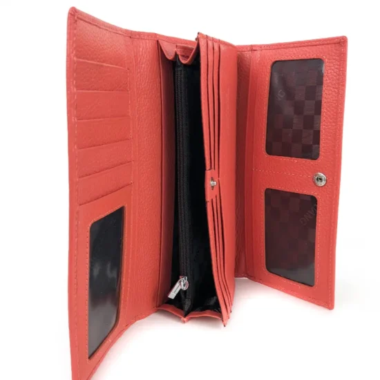 Голям дамски портфейл естествена кожа Lyra в цвят сьомга 30018AR /