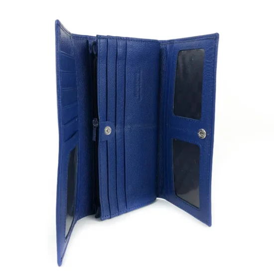 Голям дамски портфейл естествена кожа Lyra в син цвят 30018LU /