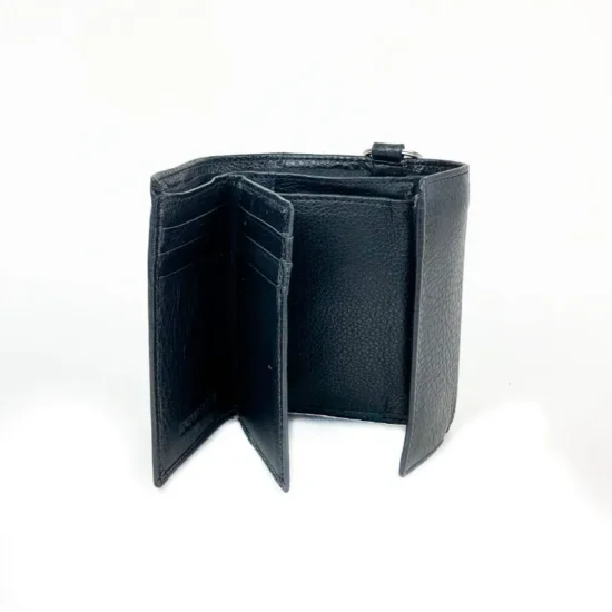 Черно портмоне естествена кожа с ключодържател Vela 30022BL /